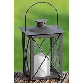 Boltze Laterne Farol (Windlicht ohne Kerzen, Dekoration für Wohnung / Haus, Indoor, Kerzenhalter, Höhe 20 cm, Farbe anthrazit) 3549400