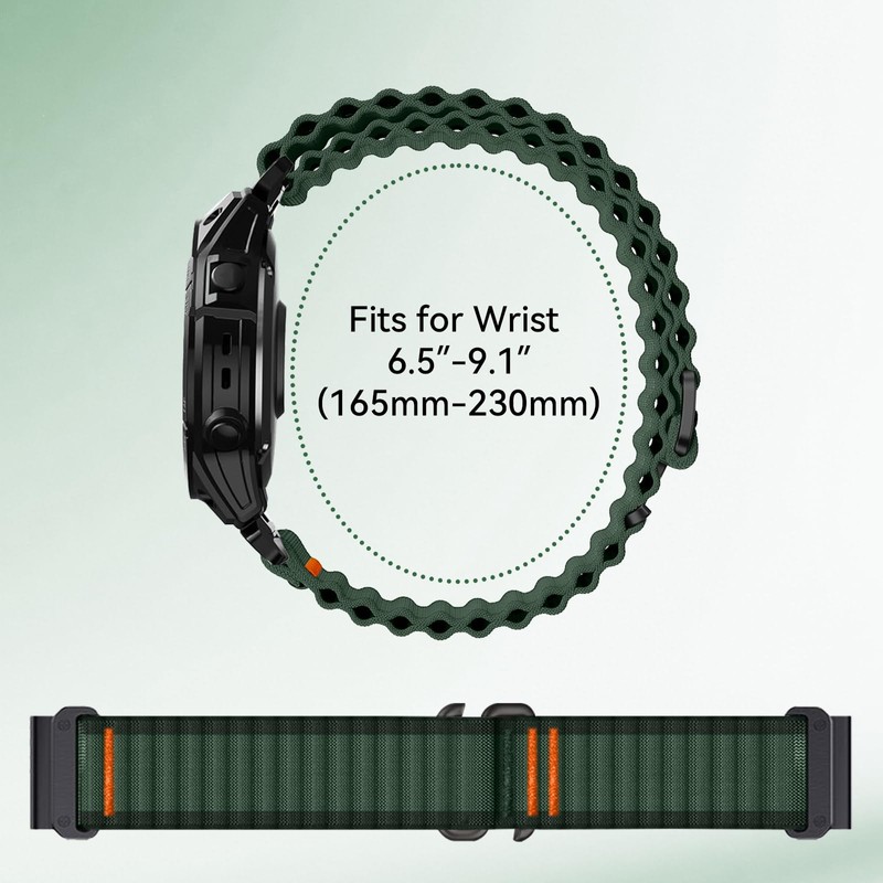 Nylon Quickfit 22mm Watch Band for Garmin Fenix 8 47mm/Fenix