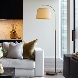 G-SAFAVA 62.5" Floor Lamps for Living Room with Foot Switch Arc Tall Standing Lamp for Bedroom Mid Century Modern Corner Gold Black Floor Lamps for Office Nursery Industrial Reading Light Room Lamp