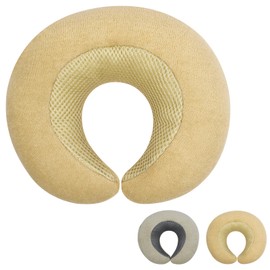 Alaoo Kid's Travel Neck Pillow, Comfortable Support Heads Pillow for Children Soft U-shaped Head Neck Protector for Airplane Camping Car Sleeping(Khaki)