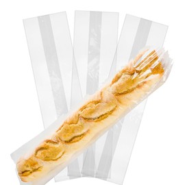Baguette Bread Bags (25 Pack, 4x2x28 inches) 1mil - Sac a Pain - French Bread bag - Preserves Freshness, Durable Plastic, Professional Packaging for Baked Goods