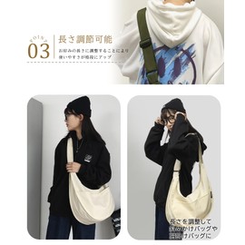 Raizm 【Lightweight and Large Capacity】Shoulder Bag Messenger Bag Men's Women's A4 Commuting Lightweight Nylon Solid Half Moon, white (off-white)