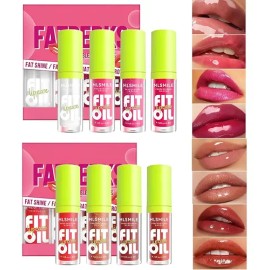 8pcs Cuidado Labial Hidratante Glossy Liquid Lip Oil Gloss