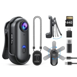 BOBLOV W4 Mini Body Camera, Wearable Camera with 360°Rotatable Clip & Magnetic Clip, 120 Minutes for 1080P Recording, Easy to Use for Lecture, Traveling, Pet Walking and Outdoors Activities (64GB)