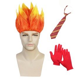 Cosplay Wigs for Men Halloween Male Wig (Anger Orange)