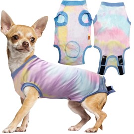 Uadonile Dog Surgery Recovery Suit, Surgical Recovery Suit for Dog Male Female, Spay Neuter Dog Recovery Suit, Cone Alternative Dog Surgical Onesie, Tie-dye Light Blue, Small