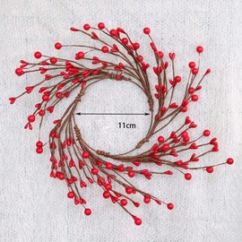 Suandsu Small Artificial Red Berry Wreath Winter Wreath Fall Wreath Autumn Harvest Wreath Christmas Wreath for Home Wall Window Holiday Decorations