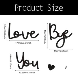Love You Bye Above Door Sign,Black Love You Bye Signs Wall Art for Hallway And Stairs,Vintage Wood Door Letter Decoration Hanging Letters Decor for Modern Valentines Hallways and Stair Decorations