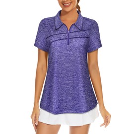 MISS FORTUNE Womens Plus Size Gym Shirts Running Golf Tops Workout Shirts, Quick Dry Sport Tops Short Sleeve Purple 2XL