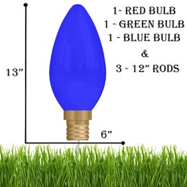 Christmas Light Bulb 3 Pack Blue red Green Classic Yard Sign Home Decor Lawn Decoration With Stakes Happy Holidays Merry Christmas XMAS Holiday Sign Santa Claus