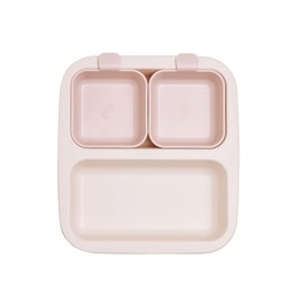 NESTIQUE Mini Plate for Baby | Non-Slip Suction Baby & Toddler Plate | BPA-Free Kids Dinnerware | Divided Design | Heat Resistant Microwave and Dishwasher Safe (Vanilla Pink)
