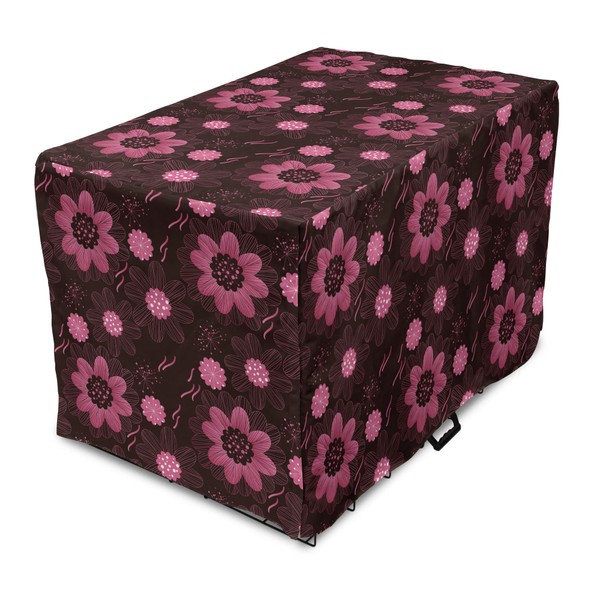 Lunarable Floral Dog Crate Cover, Botanical Theme Flowers Pattern Natural
