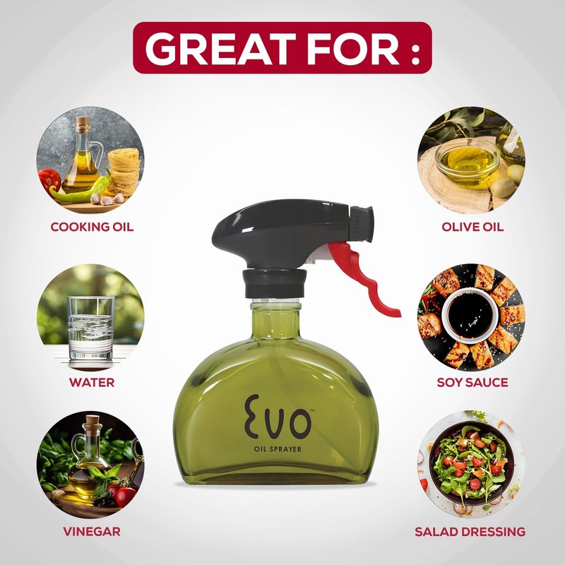 Evo Oil Sprayer Glass, Non-Aerosol for Olive, Cooking Oils, and