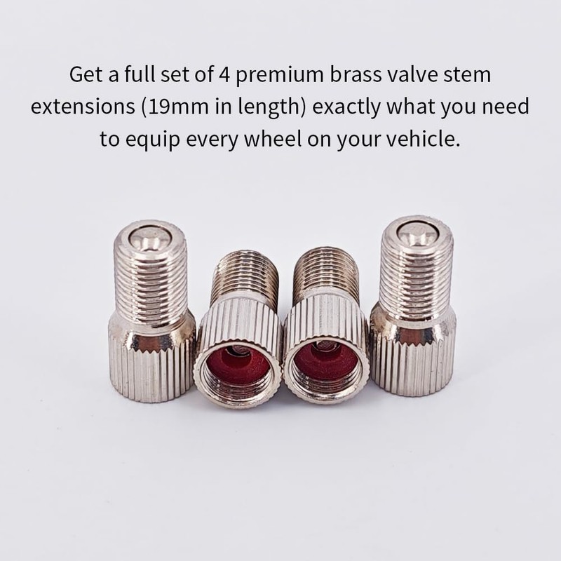 4 Pcs Valve Stem Extension Kit 19mm Premium Brass Tire