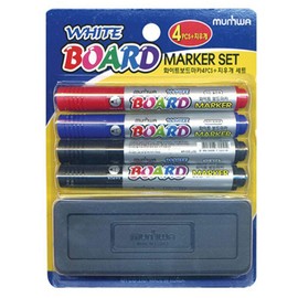 Premium Dry Erase Markers with Eraser, 3(Black, Red, Blue) Colors 4 White Board Markers and Eraser Set
