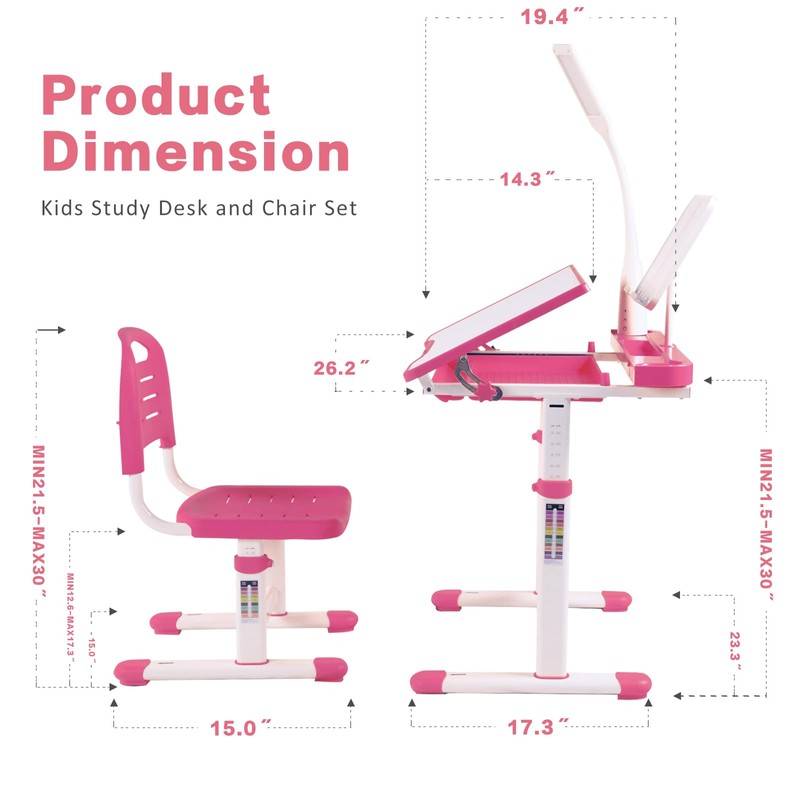 Napfox Adjustable Kids Desk and Chair Set, Ergonomic Study Desk