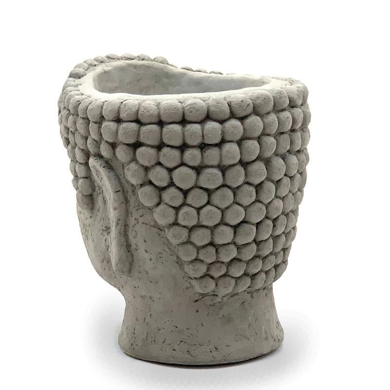 Designer Stone Buddha Head Planter-Solid Stone, with Drainage, Sealed for