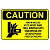 Caution pinch hazard, keep hands away from moving parts, warning sign - 3mm Aluminium sign (200mm x 150mm)