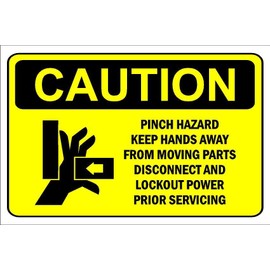 Caution pinch hazard, keep hands away from moving parts, warning sign - 3mm Aluminium sign (200mm x 150mm)