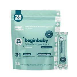Begin Health BeginBaby Prebiotics and Probiotics for Infants 0-12 Months | Baby Formula Prebiotic + Probiotic Powder with 2'-FL HMO's & B. Infantis for Optimal Digestion | 28-Packs - Unflavored