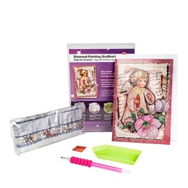 Ideen mit Herz Diamond Painting Greeting Card | Rhinestone Edition | DIN B6 | 370 g/m² | Includes Stones, Envelope & Tools ... (Angel with Christmas Rose)