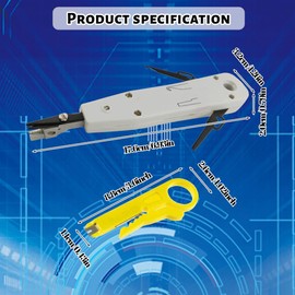 Punch Down Tool, Professional Ethernet Punchdown Tool for RJ45 Socket Cat5/Cat6/Ca7 & Telephone Cable Impact Terminal Insertion Tools with Wire Stripper Combo in White