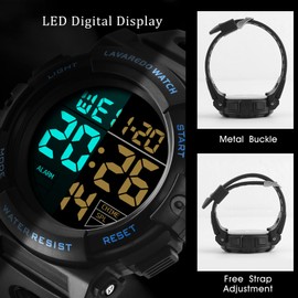 Mens Digital Watch, Mens Sports Military Watches Waterproof Outdoor Chronograph Multifunctional Watch with LED Back Light/Alarm/Date/Shockproof