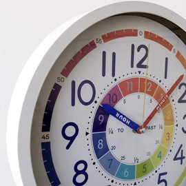 AMOTOFO Time Teaching Clock 12 Inch Silent Wall Clock for Kids Learning Time, Silent Non-Ticking Quartz Decorative Wall Clock for Teacher's Classrooms or Children's Bedrooms