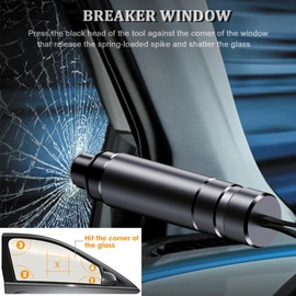 SDFNBRA Reusable Window Breaker with Seatbelt Cutter, Car Safety Emergency Escape Tool, Portable Rescue Tool for Automotive Accidents (Black)