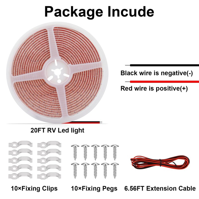 CCBASEBALL 20FT RV Awning Lights, IP68 Waterproof Camper Awning Lights,