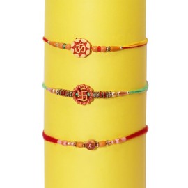 AYUSHNAIK Set of 3 Multi Stone Designer Rakhi for Brother Multicolour Stone/Beads Unique Design Rakhi,Beads Unique Design Rakhi | Rakhi Set for Rakshabandhan Gift for Brother