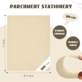 100 Sheets Cream Parchment Paper, Goefun Off White Parchment Cardstock 8.5 x 11, 65lb Cover (180 gsm) Ivory Blank Certificate Paper Cardstock for Invitations, Crafts, Menus, DIY Cards