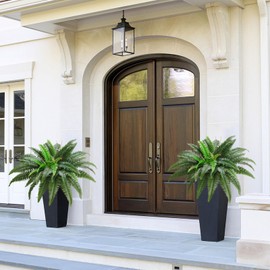 T-GRNOVA 38" Ferns Artificial Bush Plants Large, Set of 2 Artificial Boston Ferns with 47 Fronds for Outdoors Planter Indoor Home Garden Porch Decor