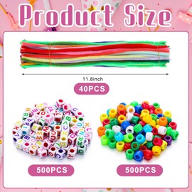 Huhumy 1040 Pcs Adopt a Puppy Pet Party Favors Puppy Adoption Party Supplies Make Your Own Dog Collar Necklace Kit with Beads for Pet Birthday DIY Craft(Without Dog) (Candy Color)