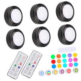Operitacx 6 Stück Lichtwechsel -pat -licht Regal-led-leuchten Led-puck-lichter Mit Fernbedienung Led-regalbeleuchtung Mini -lichter Mit Fernbedienung Pucklichter Schwarz
