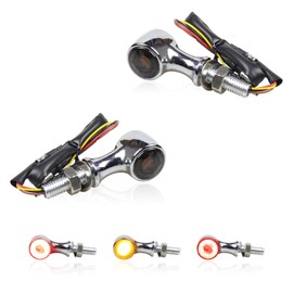 FACAILAHA Universal Chrome Rear LED Turn Signals 12V Motorcycle LED Tail Lights Red Brake Taillights Compatible with Honda KTM Suzuki Yamaha V Star 1300 MT09 Triumph Kawasaki Ninja Harley Chopper