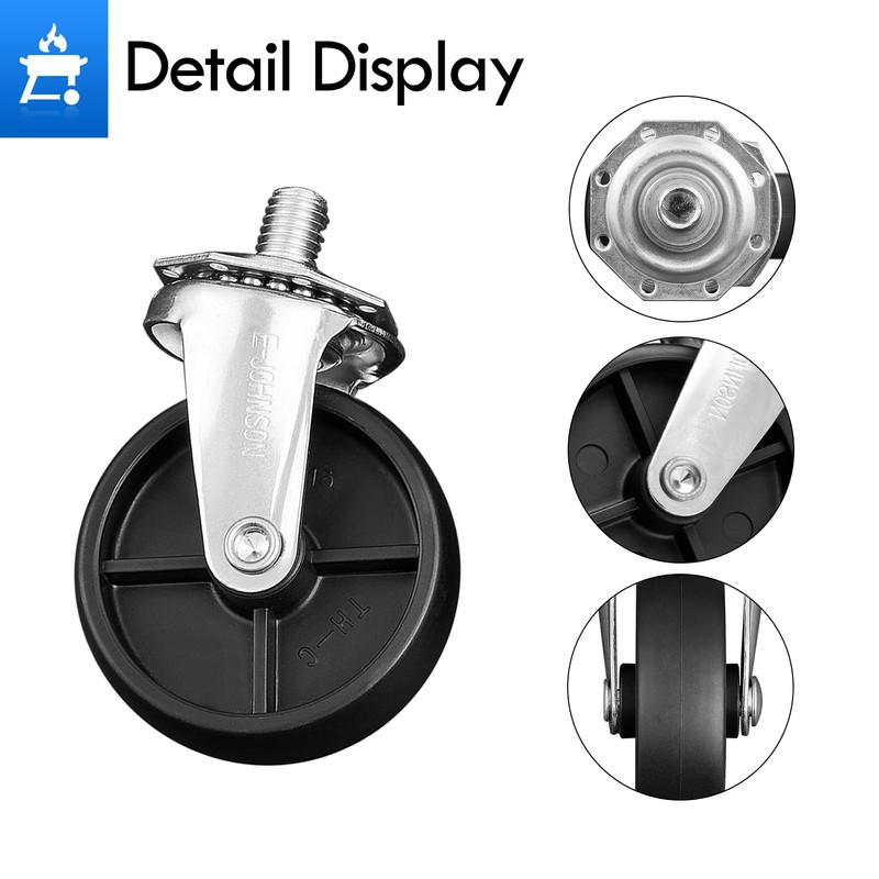 Grillflame 3 Inch Wheels Kit Replacement Parts for Charbroil Locking