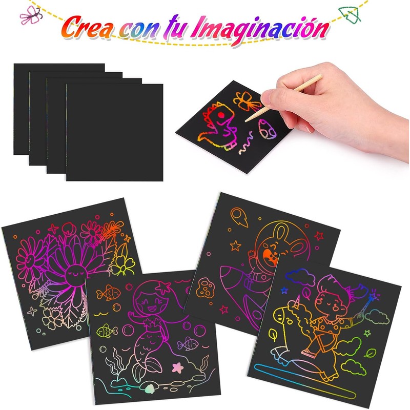 Kesote 100 Hojas Papel de Rascar + 2 Plumas de