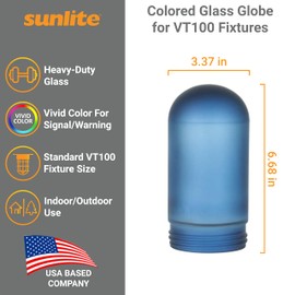 Sunlite 88150 Replacement Glass Globe for VT100/VTA100 Light Fixtures, Frosted Blue, Heavy Duty Glass, Indoor/Outdoor Use, Surface or Wall Mount Weather Tight Fixtures, Commercial, Industrial Grade