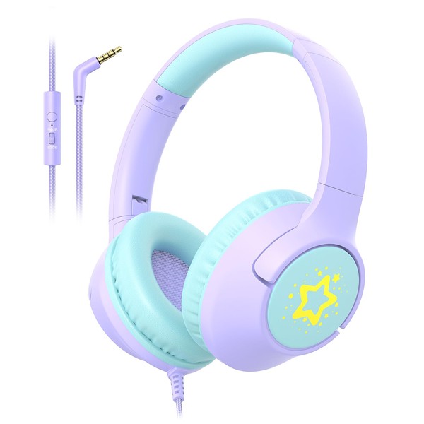 Kids Headphones with Cord, 85/94dB Volume Limited Wired Over-Ear Kid