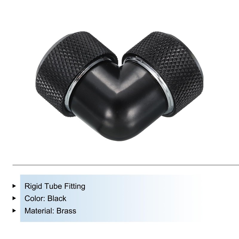 sourcing map Rigid Tube Fitting 90 Degree Rotary Elbow Black