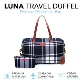 Jadyn Luna Women's Weekender Bag and Travel Duffel, Large 37 Liter Capacity (Plaid)