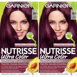 Garnier Nutrisse Ultra Color BR2 Dark Intense Burgundy Hair Color Pack of 2