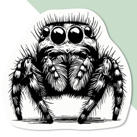 4 x Small 50mm 'Hairy Jumping Spider' Permanent Sticker Decals for Cars/Windows/Bins/Walls etc (DW00137196)