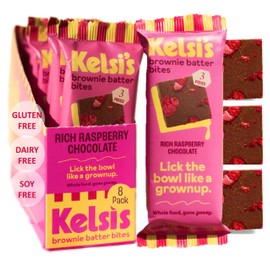 Kelsi's Rich Raspberry Chocolate Brownie Batter Bites, 8 Pack - Whole Ingredients, Healthy Brownie Bites, Dairy Free, Gluten Free, Soy Free Chocolate, Zero Refined Sugar, Paleo, Minimally Processed, Healthy Snack Alternative for Adults & Kids