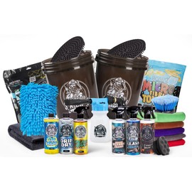 Salty Captain Mega 20-Piece DIY Car Cleaning Kit – All-in-One Car Detailing Kit with 2x Buckets, Towels, Brushes & 6x Cleaning Fluids – Foam Blaster compatible with Garden Hose – Premium Quality