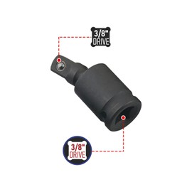 FOCMKEAS 3/8" Universal Joint Swivel Socket Adapter, Black Impact Socket Extension, CR-V Steel