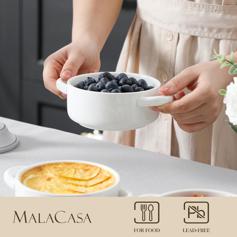 MALACASA Mini Cocotte Set - 14 OZ Small Casserole Dishes