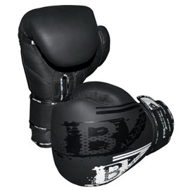 FOX-FIGHT B7 Boxing Gloves Professional High Quality Premium Quality Genuine Leather Sandbag Training Sparring Muay Thai Kickbox Freefight Martial Arts BJJ Gloves 16 oz Black (Edition)