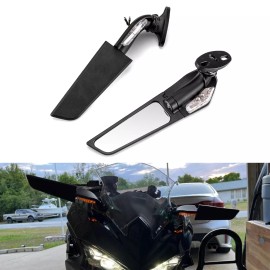 XM Adjustable Wing Rearview Mirrors LED Turn Signal For Suzuki GSXR1000 GSXR1300R